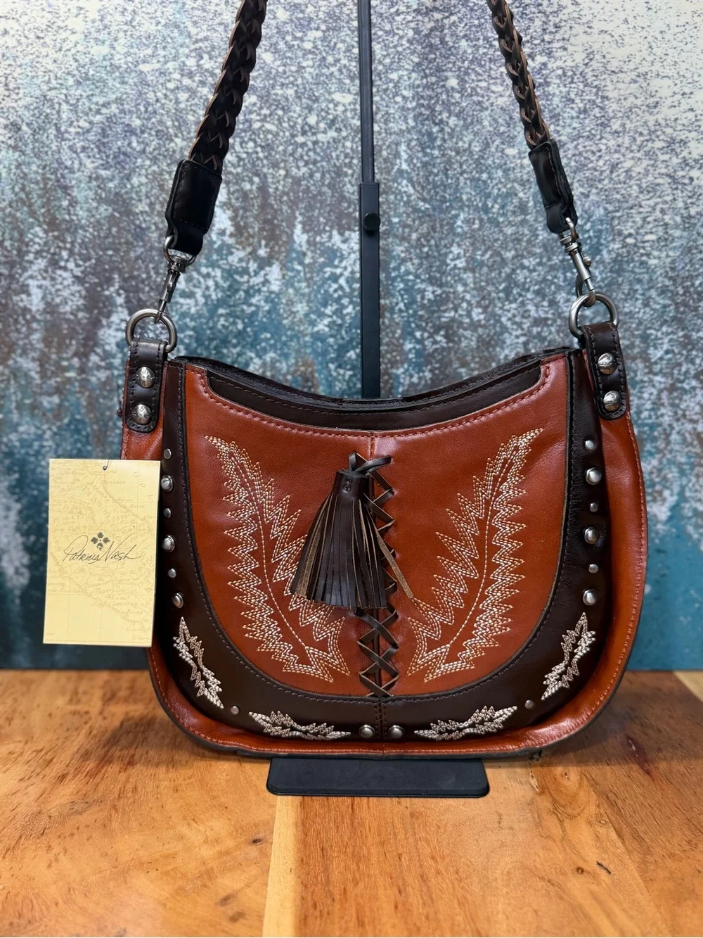 Patricia Nash Western 2010s Montana Camille Leather Hobo Crossbody